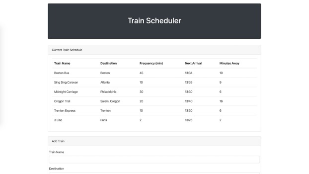 img of Train Scheduler page